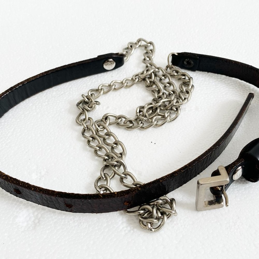 VINTAGE LEATHER AND CHAIN BELT - Picture 5 of 6